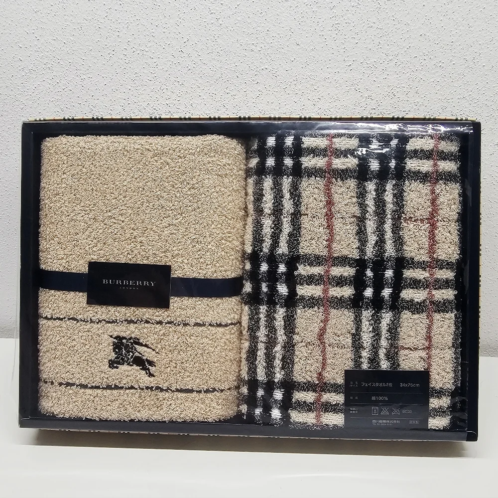 Burberry Nishikawa Nova Check Face Towel Gift Set With COA 100% Cotton